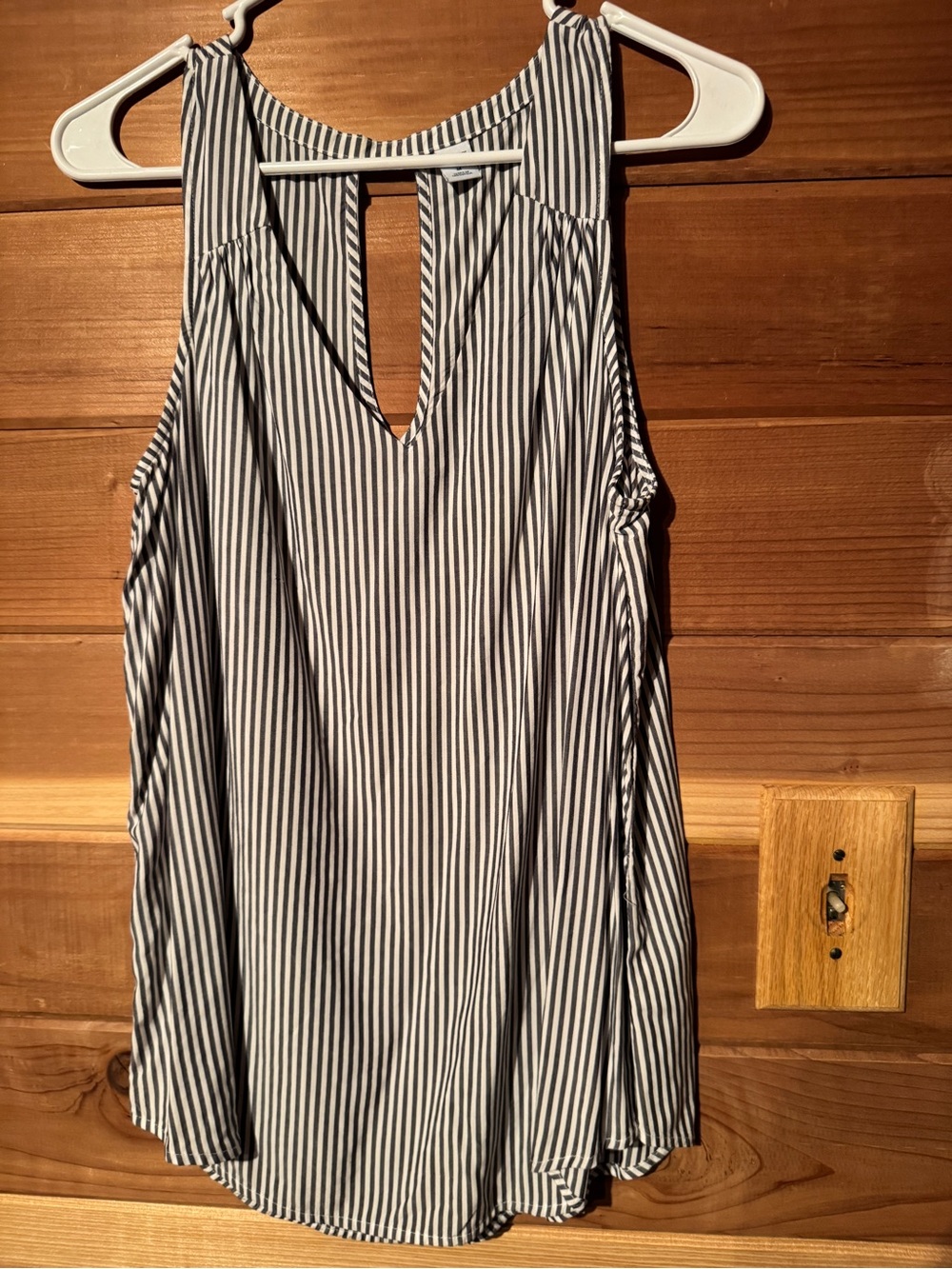 Old Navy Gray and White Striped Sleeveless Top